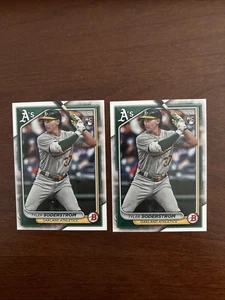 2 Card Lot 2024 Bowman Paper #15 TYLER SODERSTROM Rookie Card A's - Picture 1 of 2
