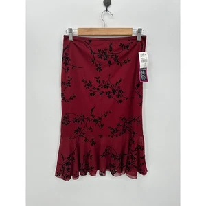Falda midi floral roja Exact Change Y2K talla M nueva con etiquetas Deadstock Vampire Whimsigoth - Imagen 1 de 6