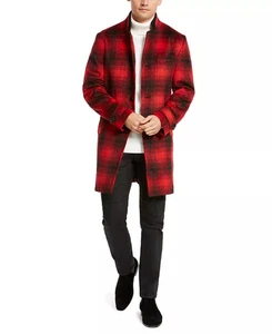 Abrigo INC Para Hombre Rojo Negro Talla Grande L Calce Clásico Todd Abrigo a Cuadros - Imagen 1 de 4