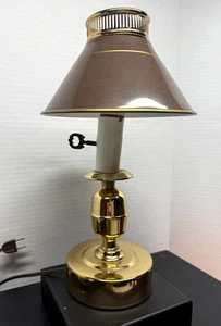 Vintage Heyco Brass Lamp Metal Brown Reticulated Shade 12" - Picture 1 of 13