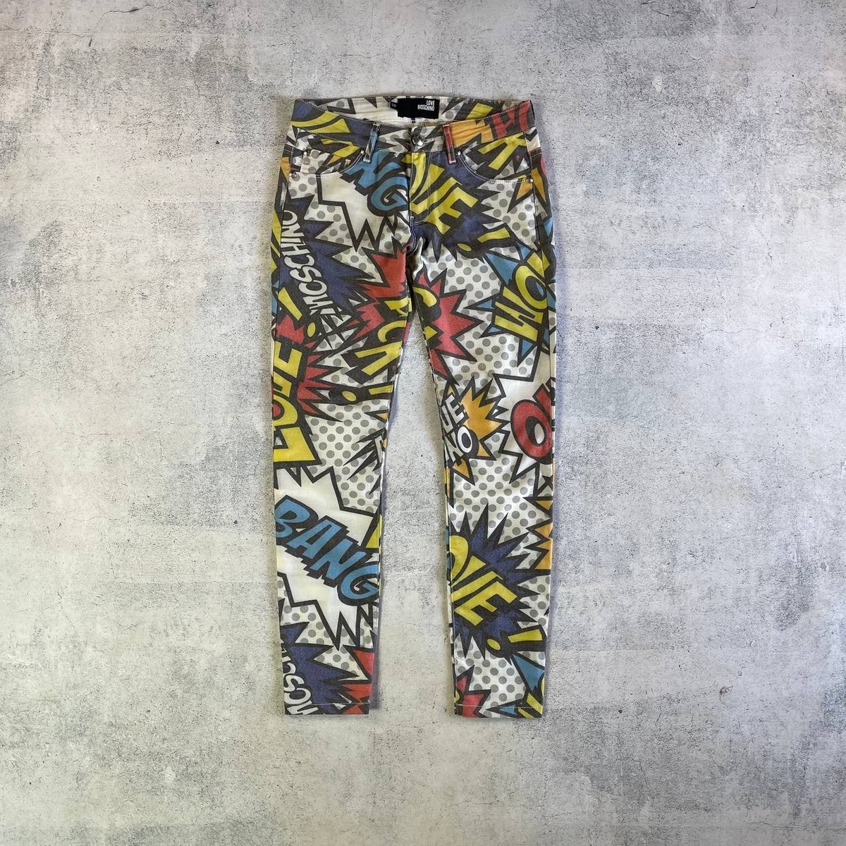 パンツ Moschino All Over Print Denim Pants NWT Vintage Moschino Jeans – Allover Rock n Roll Print Denim