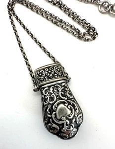 Viktorianische Halskette Silber Posion Anhänger Öffnung Etui - Bild 1 von 10