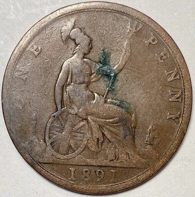 1891 Great Britain Bronze One Penny Nice Details - Image 1 of 2