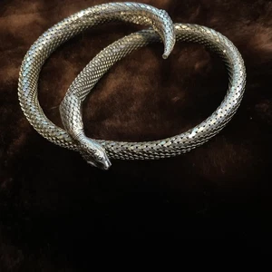 Vintage Whiting Davis Silver Mesh Snake Head Choker Nice - Picture 1 of 7