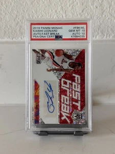 KAWHI LEONARD 2019-20 MOSAICO FAST BREAK AUTOGRAFO AUTO SP PSA 10 CLIPPER MVP - Foto 1 di 2