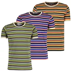 NEW MADCAP RETRO 70s 80s MENS MOD STRIPED T-SHIRT Shirt Tee Top Dekker MC1044 - Picture 1 of 22