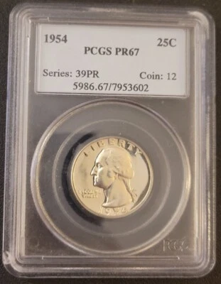 1954 Washington Quarter PCGS PR67 - Image 1 of 2