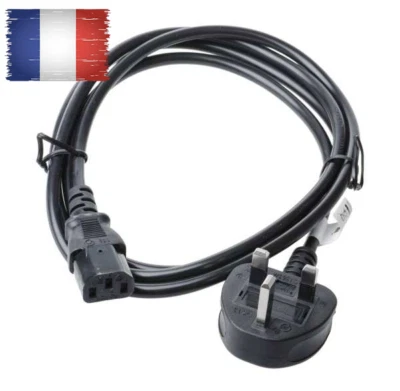 Cable Alimentation 3G 0.75mm² Prise Anglaise Male Type G vers IEC C13 C14 Male - Bild 1 von 2