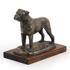 Bullmastiff, dog bust/statue on wooden base, UK