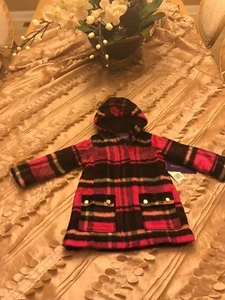 $90 Madden Girl Toddler 18month fleece Black Pink Warm Winter zipper Jacket Coat - Picture 1 of 12