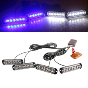 4Stk 6LED Auto Frontblitzer Blitzlicht Warnleuchte LKW Strobe Licht Blau Weiß - Bild 1 von 6