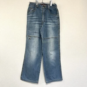 I ZONE Kids Jeans 140cm Vintage Denim Pants Blue Cotton Embroidery D-Ring Korea - Picture 1 of 12