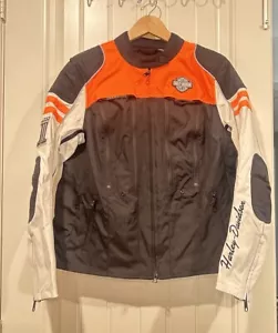 Harley Davidson Womens Riding Jacket Black/Orange Ardmore functional bar Sz Lrg - Picture 1 of 16