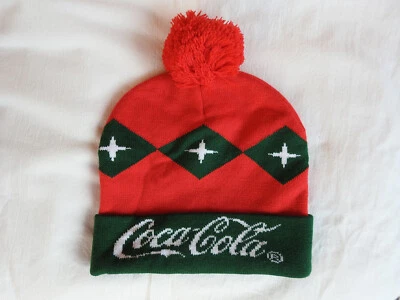 Coca Cola Coke Holiday Beanie Hat Green Red Advertising Greece New - Image 1 of 4