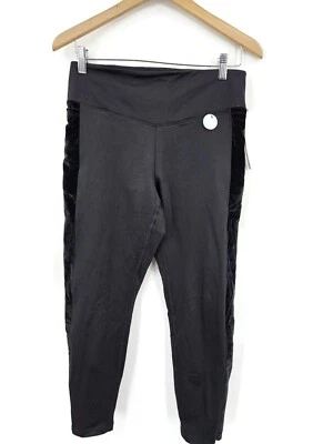 New Pink Sport Victorias Secret Cozy Leggings Womens L Black Fleece Lined 7/8 - Image 1 of 4