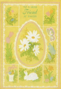 Tarjeta de felicitación embajador de pascua para amigo conejito mariposa margarita tulipán g1 - Imagen 1 de 4