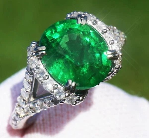 GIA Tsavorite Ring Diamond Gold 14k Natural Certified 5.25CTW Green Rare - Picture 1 of 8