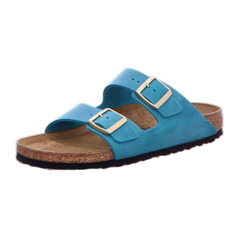 Sandalias Birkenstock Arizona Vizcaya Azul Bahía Toboganes Tanga Cuero Nobuck Nuevas Foto 1 de 1