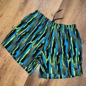 Mens XL Speedo Swim Shorts Vtg All Over Print Trunks Festival jams Retro 80s 90s - Picture 1 of 9