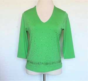 Top blusa Cervelle nuova con etichette verde accenti scintillanti donna piccola - Foto 1 di 11