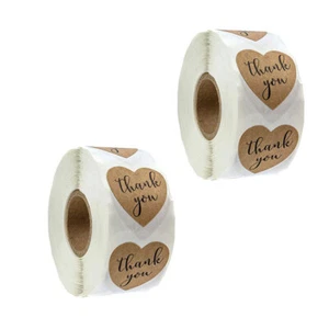 1000 piezas/rollo de etiquetas de agradecimiento corazón sobre pegatinas pegatinas de boda - Imagen 1 de 7
