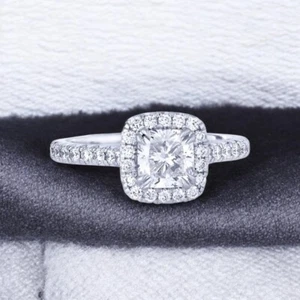 IGI Certified 1.70 Ct Cushion Cut Platinum PT950 Lab Grown Wedding Diamond Ring - Picture 1 of 11