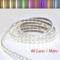 TIRA DE LED MANGUERA LUZ 220V IP65 Interior 6000K 3000K Colores (60 Luces/Metro)