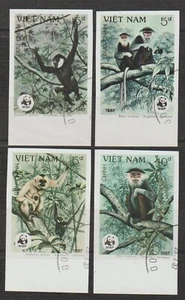 1987 Vietnam Stamps Douc Monkeys Scott # 1761-1764 Cto Imperf. MNH         - Picture 1 of 1