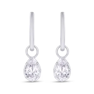 1.00 Ct Pear Cut Diamond Hoop Drop Dangle Earrings 14K Solid Gold Lab Grown - Picture 1 of 12