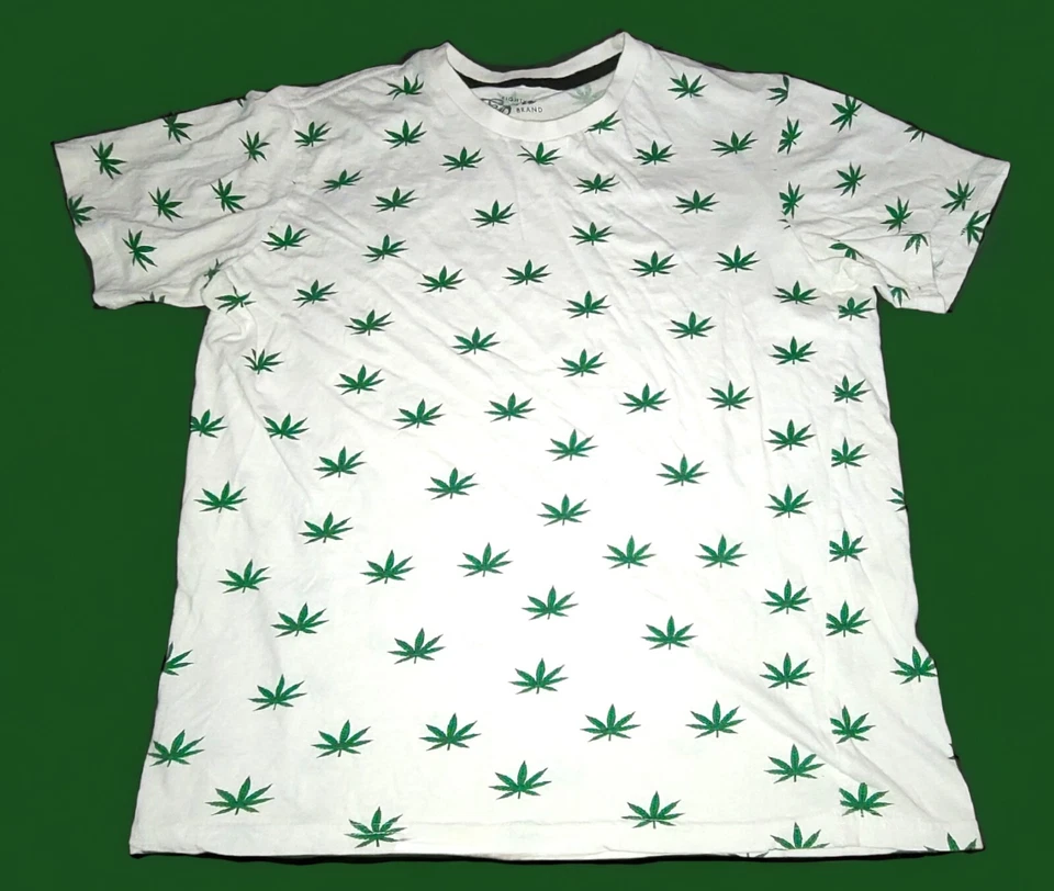 Men's Medium White Marijuana Hemp Leaf Pattern by EIGHTY EIGHT BRAND - Image 1 of 3