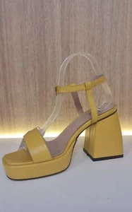 leather block heel sandals size 4 - Picture 1 of 4