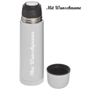 Edelstahl Isolierkanne mit Namensgravur - Thermosflasche - 0,5l - Farbe: weiß - Bild 1 von 4