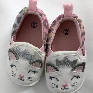 Scarpe slip on principessa gatto bianche e neon stampa zampa da bambina/unisex taglia USA 2 - Foto 1 di 6