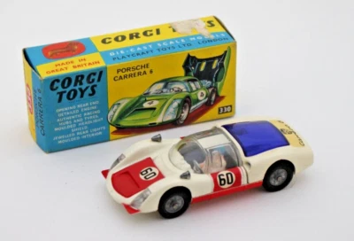 Corgi Car Toys Porsche Carrera 6 60 Model 330 Original In Box White with Figure - Image 1 of 4