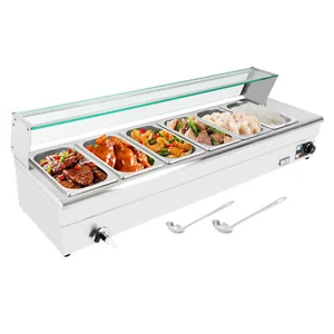 Scaldavivande Elettrico Bagno Marie Buffet 6 Padelle 1200W Commerciale da Banco - Foto 1 di 12