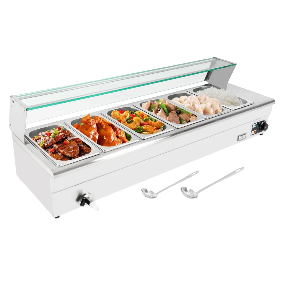 6-Pan Electric Food Warmer Steam Table Buffet Bain Marie Countertop Commercial - Image 1 of 4