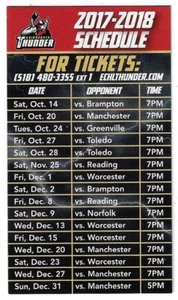 2017-18 Adirondack Thunder ECHL Hockey Schedule !!! Black Dog Designs - Imagen 1 de 1