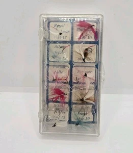 Fly Fishing Flies Set of 10 Size 10/12 in case Trout Fishing Flies Vintage - Picture 1 of 4