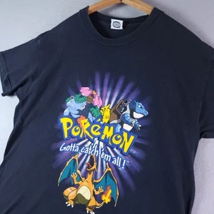 VINTAGE 90s Pokemon T-Shirt Herren Medium Blau Nintendo 1999 Charizard - Bild 1 von 9