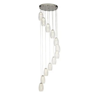 Lampadario Contemporaneo Ciclon Acciaio Cromo Vetro Trasparente Led 60W 3000K - Immagine 1 di 4