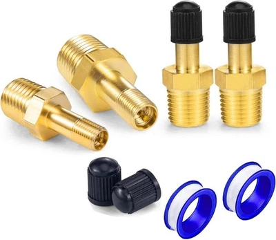 4 PCS Brass Air Inflator Adapter, 1/4" NPT (M) to Standard Schrader Valve (M)  - Image 1 of 4