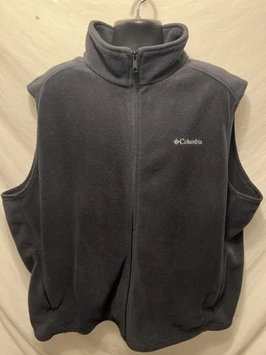 Chaleco polar Columbia Mountain negro bolsillos con cremallera al aire libre cálido para hombre 4XT BB Foto 1 de 4