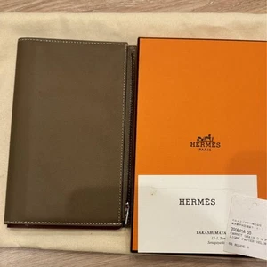 Hermes EA Zip Notebook Cover A5 Size Gray Deep Green Unisex With Box Certificate - Picture 1 of 7