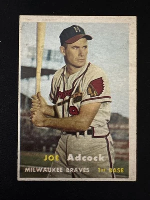 1957 Topps JOE ADCOCK Baseball Card #117 Milwaukee Braves - Image 1 of 2