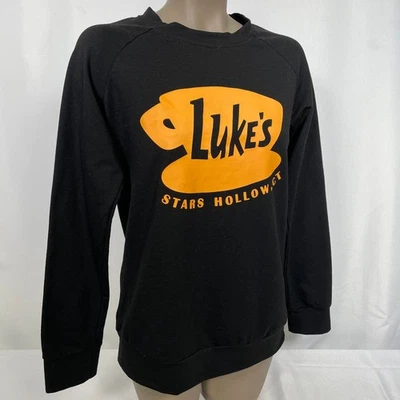 Gilmore Girls Luke's Diner Stars Hollow CT Black Logo Sweatshirt Women's SMALL - Image 1 of 4