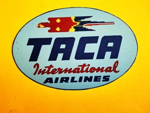 Etiqueta de equipaje azul claro TACA AIRWAYS calcomanía adhesiva original de 4 1/2 pulgadas x 3 pulgadas - Imagen 1 de 2
