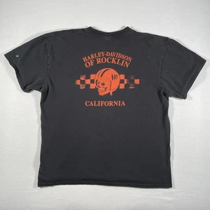 Harley Davidson Shirt Mens Large Black Rocklin California Skull Helmet Biker - Picture 1 of 12