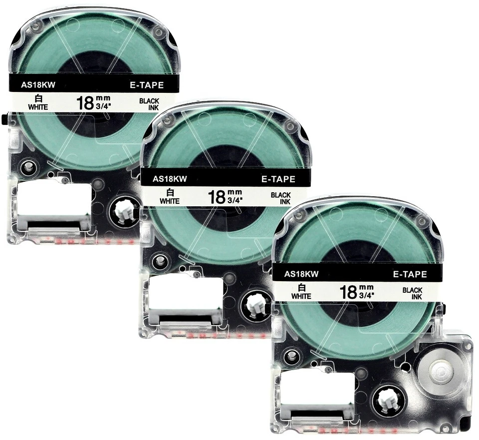 MAXIMUSTRADE 3x Schriftbandkassette kompatibel zu Epson LC5WBN9 18mm schwarz auf weiß