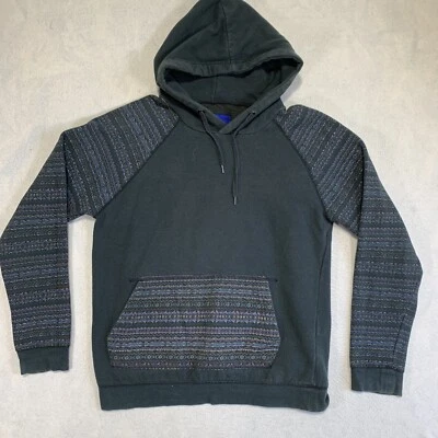 Beautiful Giant Hoodie Sweatshirt Mens Small Black Patterned Sleeves Pockets - Image 1 of 4