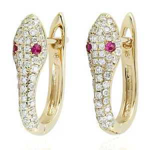 18k Yellow Gold Stud Earrings Diamond Women Jewelry OPS- - Picture 1 of 5